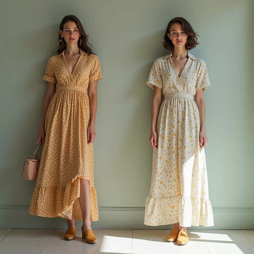 Layered vintage dress textures and silhouettes blending multiple eras with contemporary style elements