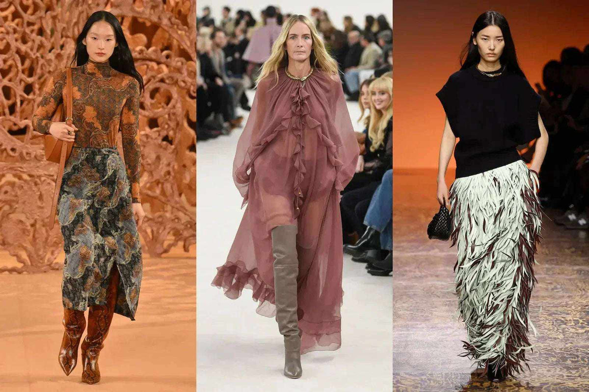 Stylish fall 2025 fashion trends featuring layered slip dress, chunky boots, and cozy knitwear