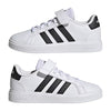 Adidas Grand Court 2.0 EL K shoes in white with elastic laces and hook-and-loop strap for kids